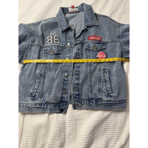 Forever 21 Coca Cola Blue Denim Jean Jacket 0X Patches Vintage-inspired - Picture 5 of 7